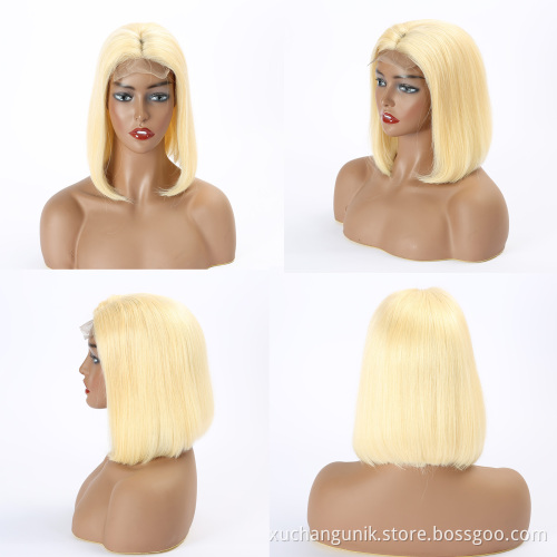 Cheap Selling Colorful Short Bob With Baby Hair 13x4 Transparent Swiss Lace Front Wig 1B 613 Pink Blue Grey Purpler Lace Wig